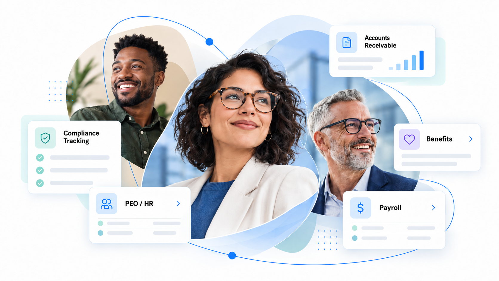 Professionals surrounded by connected RealTime service visuals